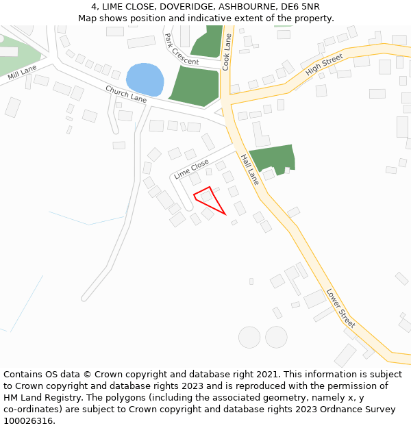 4, LIME CLOSE, DOVERIDGE, ASHBOURNE, DE6 5NR: Location map and indicative extent of plot