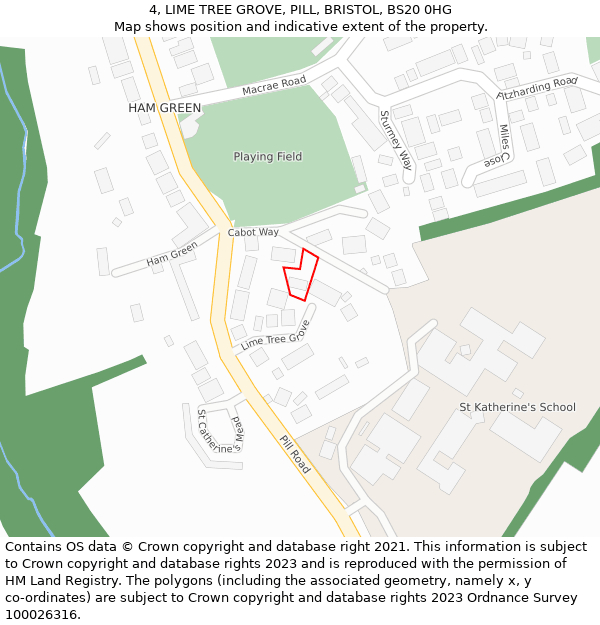 4, LIME TREE GROVE, PILL, BRISTOL, BS20 0HG: Location map and indicative extent of plot