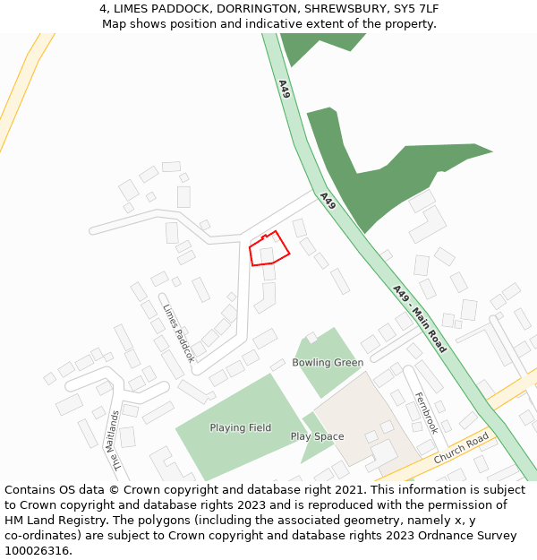 4, LIMES PADDOCK, DORRINGTON, SHREWSBURY, SY5 7LF: Location map and indicative extent of plot