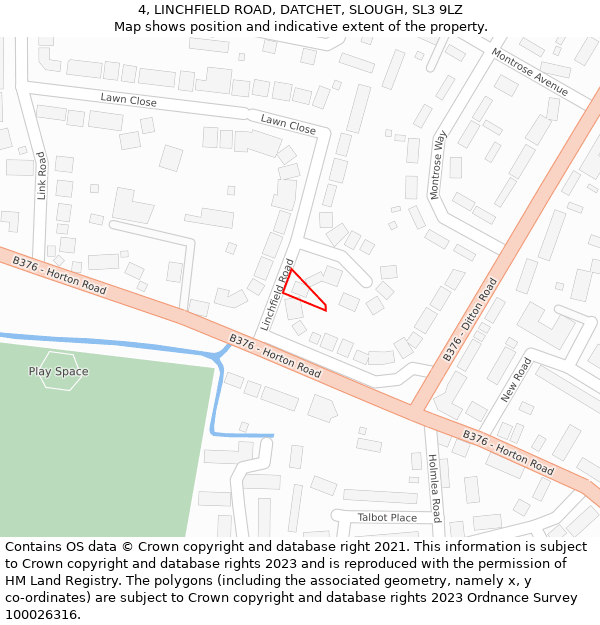 4, LINCHFIELD ROAD, DATCHET, SLOUGH, SL3 9LZ: Location map and indicative extent of plot