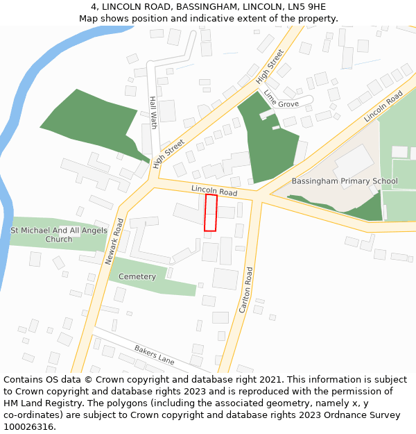 4, LINCOLN ROAD, BASSINGHAM, LINCOLN, LN5 9HE: Location map and indicative extent of plot