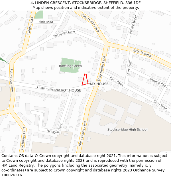 4, LINDEN CRESCENT, STOCKSBRIDGE, SHEFFIELD, S36 1DF: Location map and indicative extent of plot