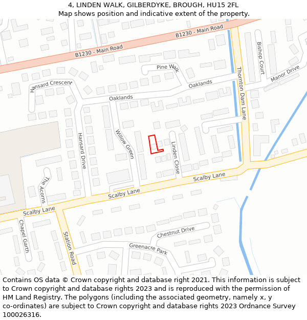 4, LINDEN WALK, GILBERDYKE, BROUGH, HU15 2FL: Location map and indicative extent of plot