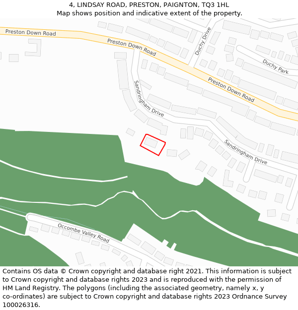 4, LINDSAY ROAD, PRESTON, PAIGNTON, TQ3 1HL: Location map and indicative extent of plot