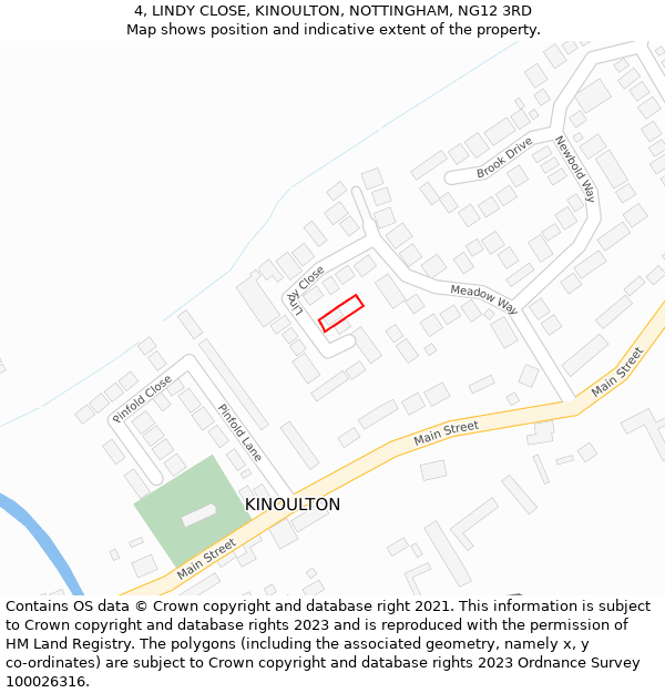 4, LINDY CLOSE, KINOULTON, NOTTINGHAM, NG12 3RD: Location map and indicative extent of plot