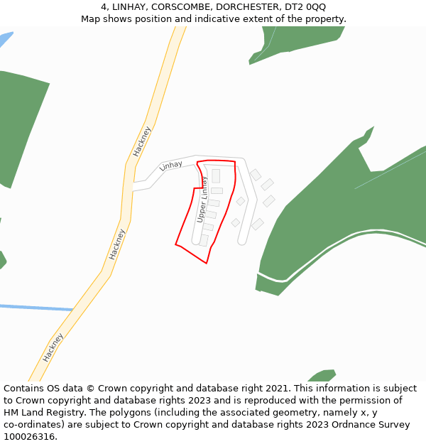 4, LINHAY, CORSCOMBE, DORCHESTER, DT2 0QQ: Location map and indicative extent of plot