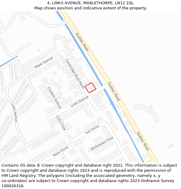 4, LINKS AVENUE, MABLETHORPE, LN12 1QL: Location map and indicative extent of plot