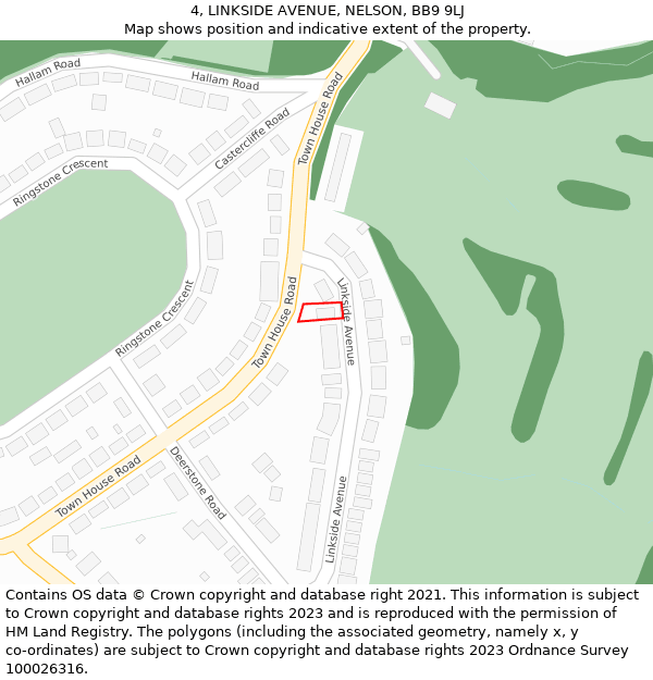 4, LINKSIDE AVENUE, NELSON, BB9 9LJ: Location map and indicative extent of plot