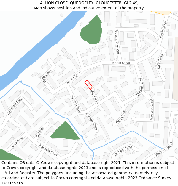 4, LION CLOSE, QUEDGELEY, GLOUCESTER, GL2 4SJ: Location map and indicative extent of plot