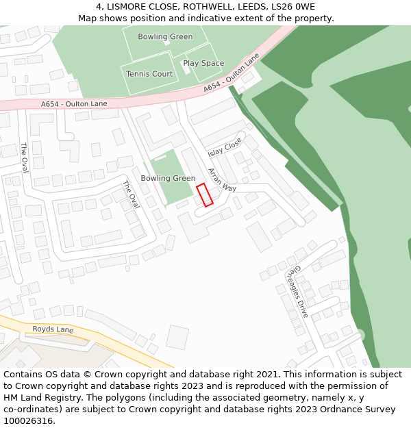 4, LISMORE CLOSE, ROTHWELL, LEEDS, LS26 0WE: Location map and indicative extent of plot