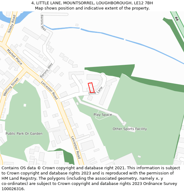 4, LITTLE LANE, MOUNTSORREL, LOUGHBOROUGH, LE12 7BH: Location map and indicative extent of plot
