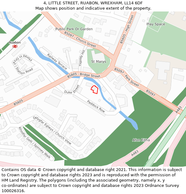 4, LITTLE STREET, RUABON, WREXHAM, LL14 6DF: Location map and indicative extent of plot