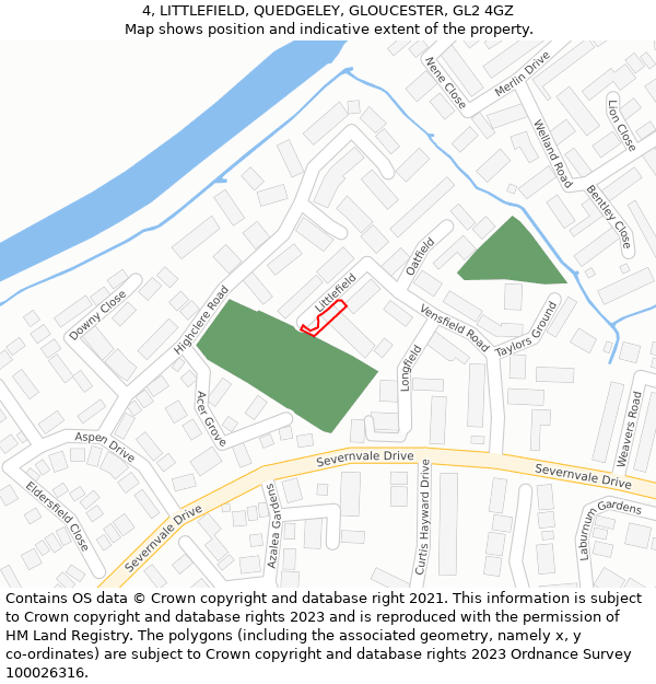 4, LITTLEFIELD, QUEDGELEY, GLOUCESTER, GL2 4GZ: Location map and indicative extent of plot