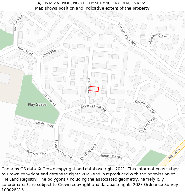 4, LIVIA AVENUE, NORTH HYKEHAM, LINCOLN, LN6 9ZF: Location map and indicative extent of plot