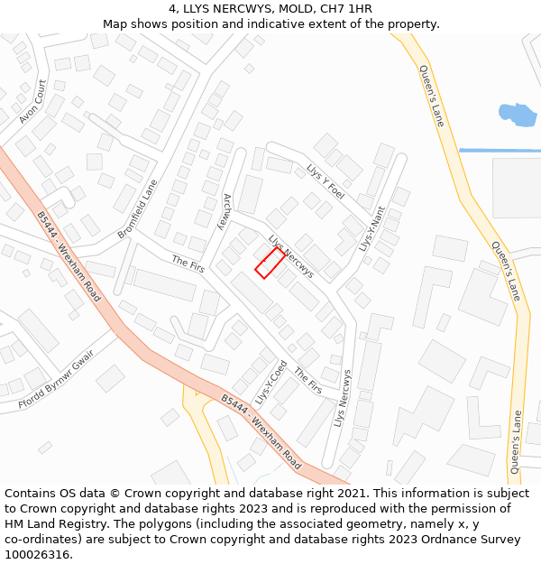 4, LLYS NERCWYS, MOLD, CH7 1HR: Location map and indicative extent of plot