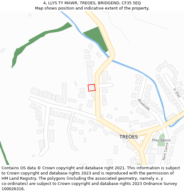 4, LLYS TY MAWR, TREOES, BRIDGEND, CF35 5EQ: Location map and indicative extent of plot