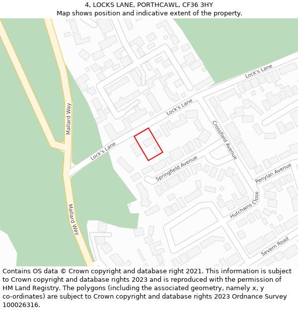 4, LOCKS LANE, PORTHCAWL, CF36 3HY: Location map and indicative extent of plot