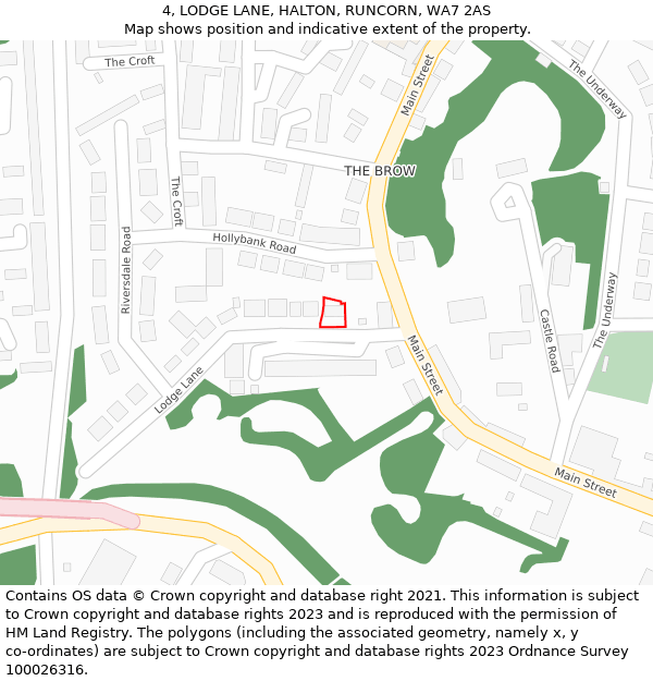 4, LODGE LANE, HALTON, RUNCORN, WA7 2AS: Location map and indicative extent of plot