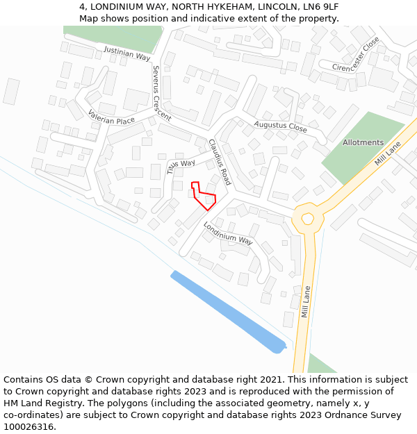 4, LONDINIUM WAY, NORTH HYKEHAM, LINCOLN, LN6 9LF: Location map and indicative extent of plot