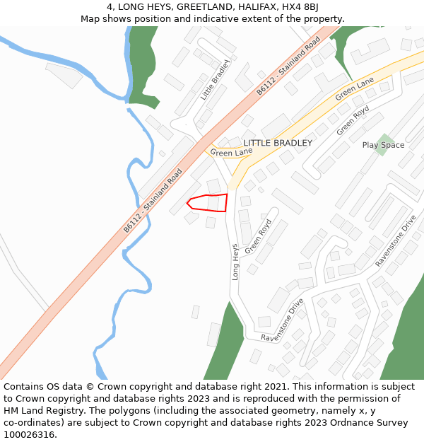 4, LONG HEYS, GREETLAND, HALIFAX, HX4 8BJ: Location map and indicative extent of plot