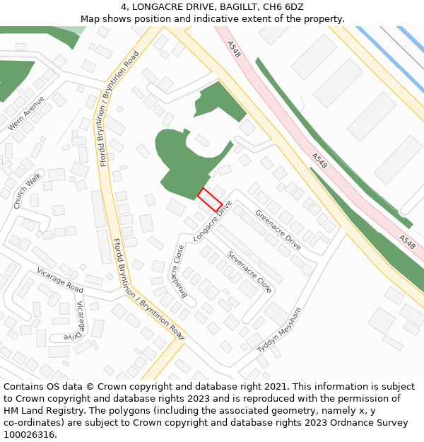 4, LONGACRE DRIVE, BAGILLT, CH6 6DZ: Location map and indicative extent of plot