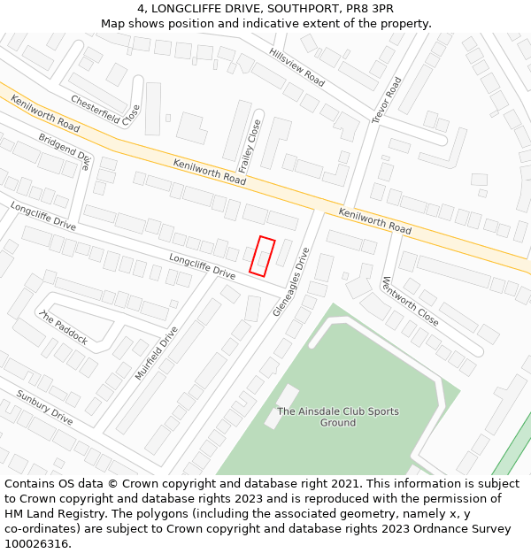 4, LONGCLIFFE DRIVE, SOUTHPORT, PR8 3PR: Location map and indicative extent of plot