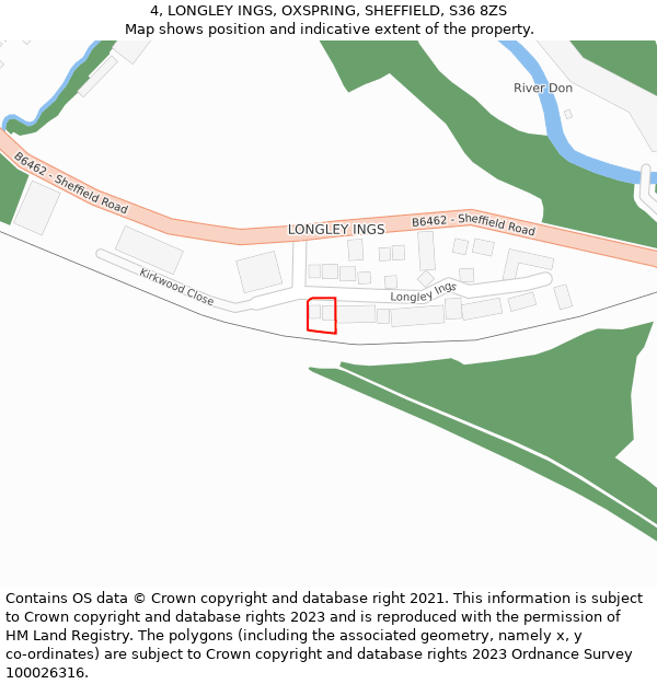 4, LONGLEY INGS, OXSPRING, SHEFFIELD, S36 8ZS: Location map and indicative extent of plot