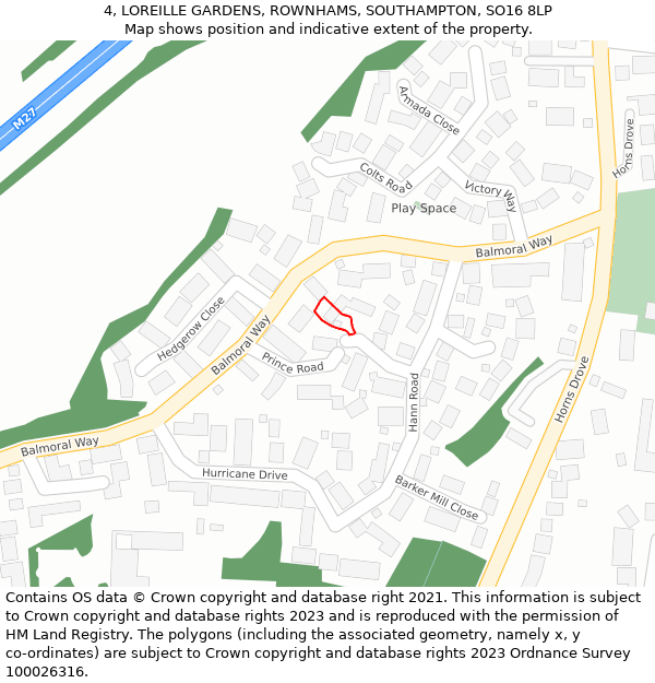 4, LOREILLE GARDENS, ROWNHAMS, SOUTHAMPTON, SO16 8LP: Location map and indicative extent of plot