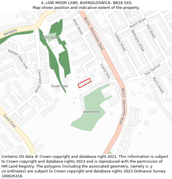 4, LOW MOOR LANE, BARNOLDSWICK, BB18 5XG: Location map and indicative extent of plot