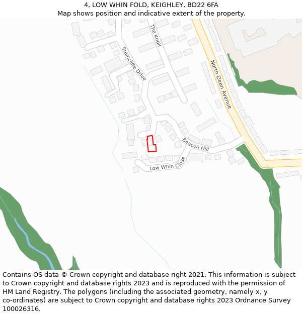 4, LOW WHIN FOLD, KEIGHLEY, BD22 6FA: Location map and indicative extent of plot