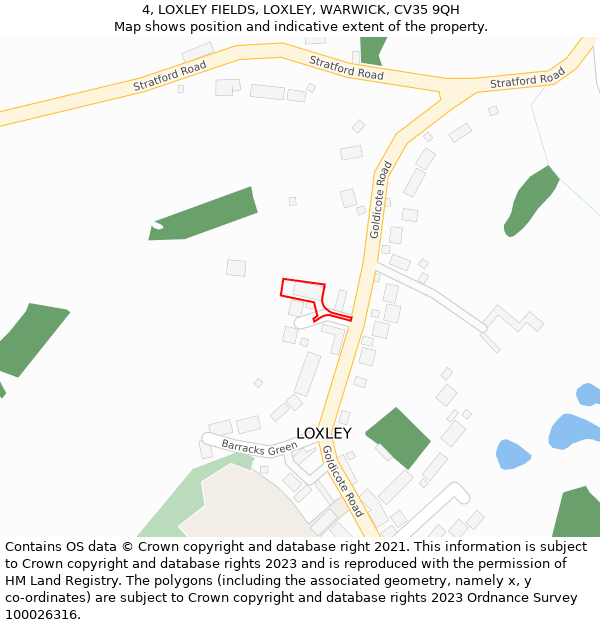 4, LOXLEY FIELDS, LOXLEY, WARWICK, CV35 9QH: Location map and indicative extent of plot