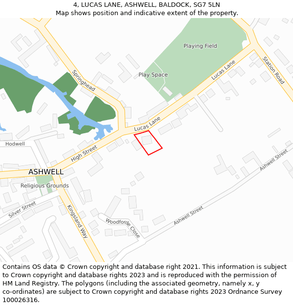 4, LUCAS LANE, ASHWELL, BALDOCK, SG7 5LN: Location map and indicative extent of plot