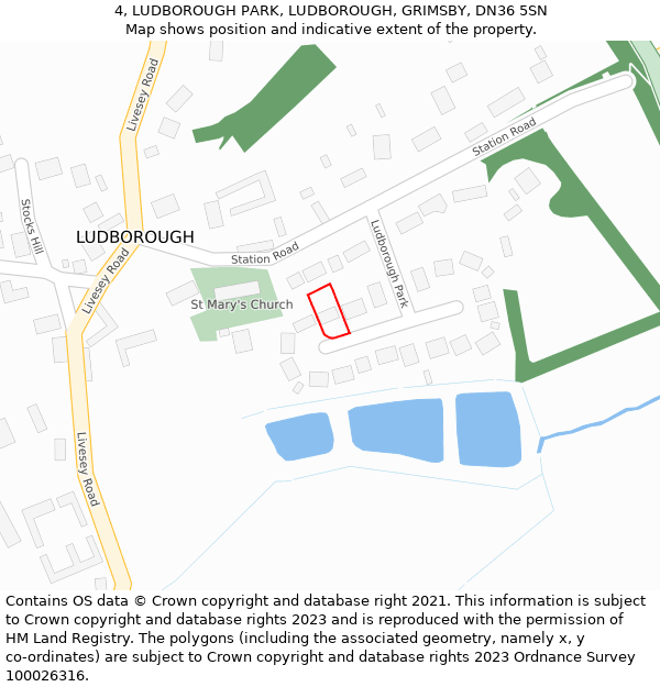 4, LUDBOROUGH PARK, LUDBOROUGH, GRIMSBY, DN36 5SN: Location map and indicative extent of plot