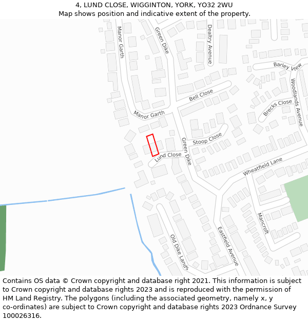 4, LUND CLOSE, WIGGINTON, YORK, YO32 2WU: Location map and indicative extent of plot