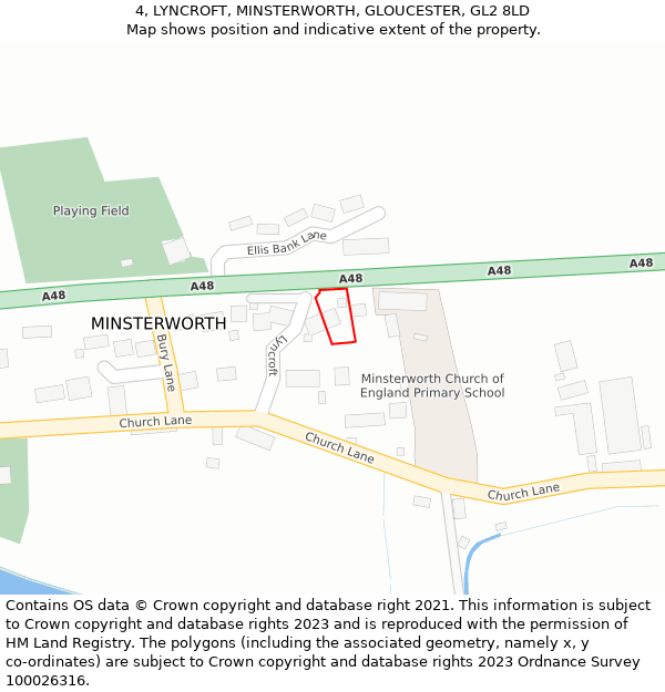 4, LYNCROFT, MINSTERWORTH, GLOUCESTER, GL2 8LD: Location map and indicative extent of plot