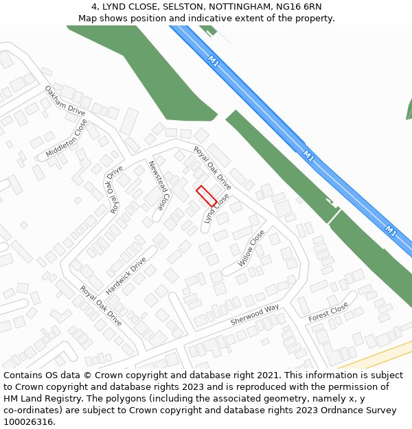 4, LYND CLOSE, SELSTON, NOTTINGHAM, NG16 6RN: Location map and indicative extent of plot