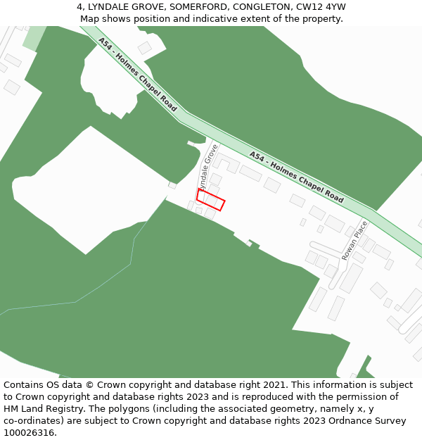 4, LYNDALE GROVE, SOMERFORD, CONGLETON, CW12 4YW: Location map and indicative extent of plot