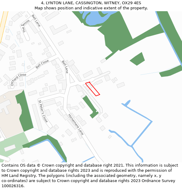 4, LYNTON LANE, CASSINGTON, WITNEY, OX29 4ES: Location map and indicative extent of plot