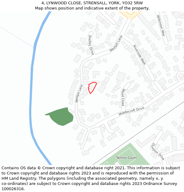 4, LYNWOOD CLOSE, STRENSALL, YORK, YO32 5RW: Location map and indicative extent of plot