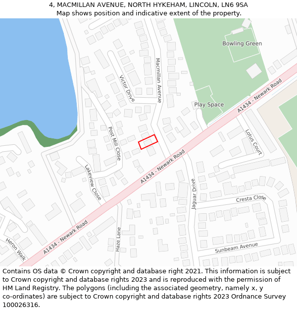 4, MACMILLAN AVENUE, NORTH HYKEHAM, LINCOLN, LN6 9SA: Location map and indicative extent of plot