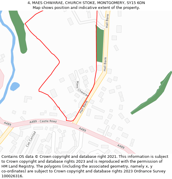 4, MAES CHWARAE, CHURCH STOKE, MONTGOMERY, SY15 6DN: Location map and indicative extent of plot