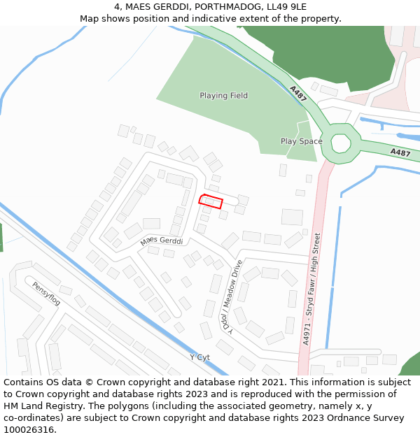 4, MAES GERDDI, PORTHMADOG, LL49 9LE: Location map and indicative extent of plot