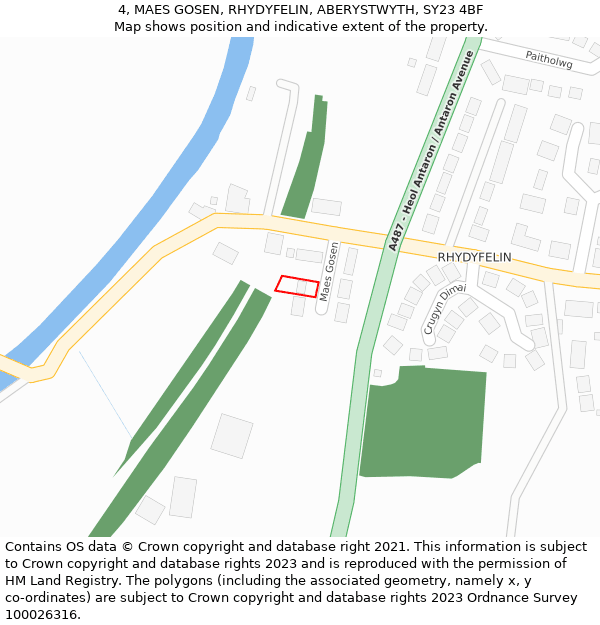 4, MAES GOSEN, RHYDYFELIN, ABERYSTWYTH, SY23 4BF: Location map and indicative extent of plot