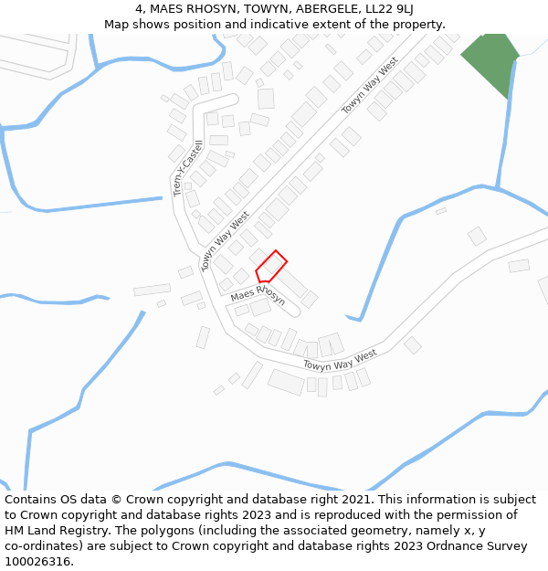 4, MAES RHOSYN, TOWYN, ABERGELE, LL22 9LJ: Location map and indicative extent of plot