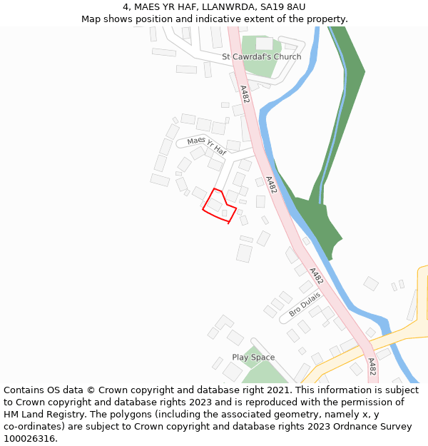 4, MAES YR HAF, LLANWRDA, SA19 8AU: Location map and indicative extent of plot