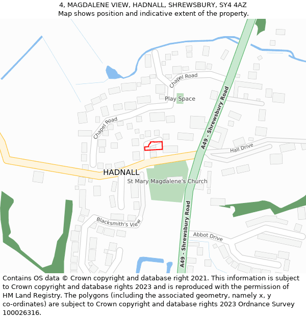 4, MAGDALENE VIEW, HADNALL, SHREWSBURY, SY4 4AZ: Location map and indicative extent of plot