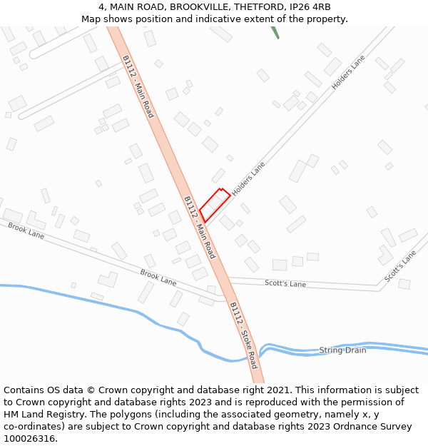 4, MAIN ROAD, BROOKVILLE, THETFORD, IP26 4RB: Location map and indicative extent of plot