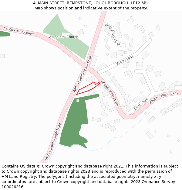 4, MAIN STREET, REMPSTONE, LOUGHBOROUGH, LE12 6RH: Location map and indicative extent of plot