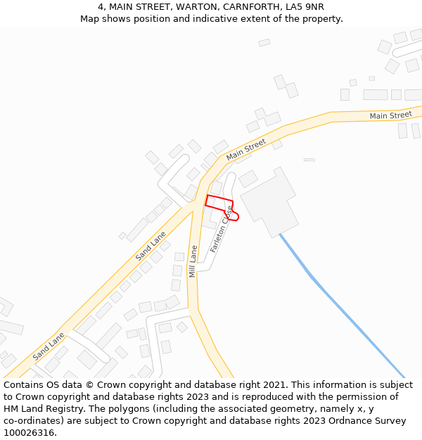 4, MAIN STREET, WARTON, CARNFORTH, LA5 9NR: Location map and indicative extent of plot