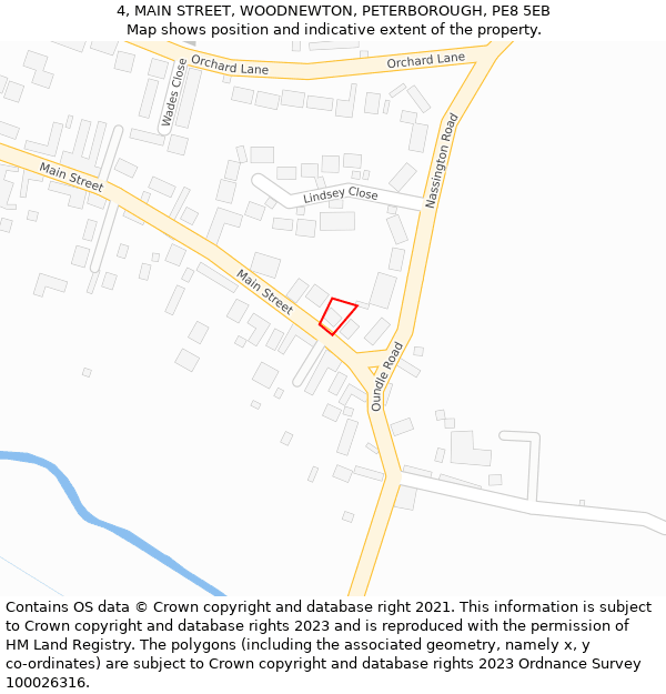 4, MAIN STREET, WOODNEWTON, PETERBOROUGH, PE8 5EB: Location map and indicative extent of plot